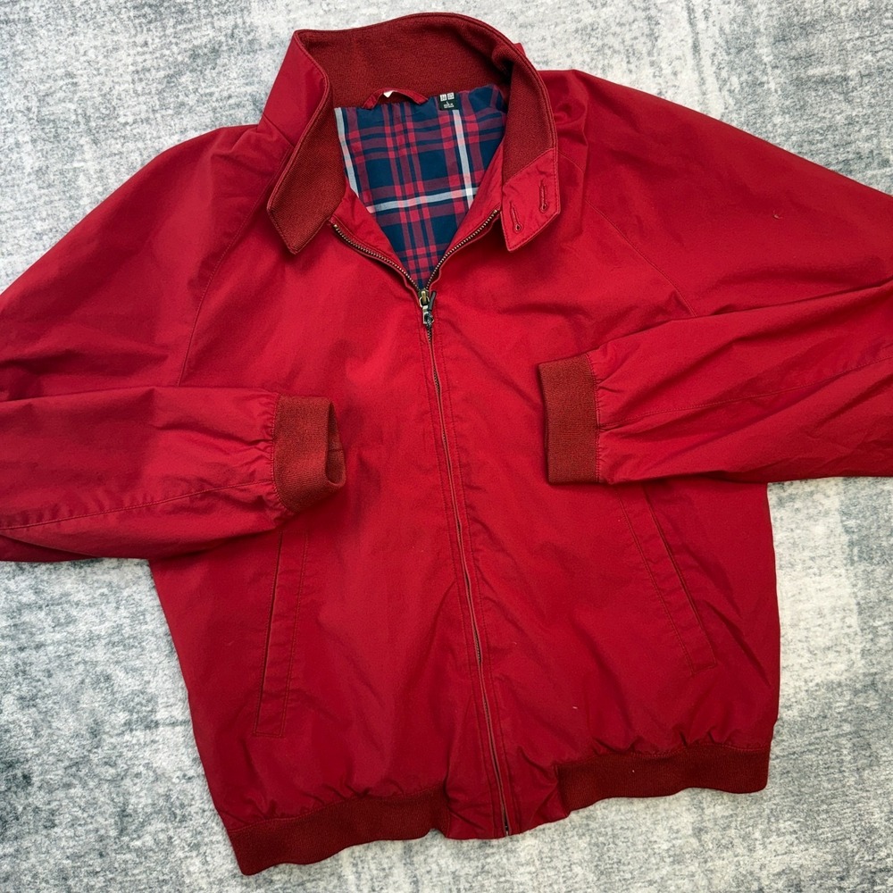 Uniqlo Jacket Adult Large Red Stand Collar Blouson Bomber Lined Windproof Coat